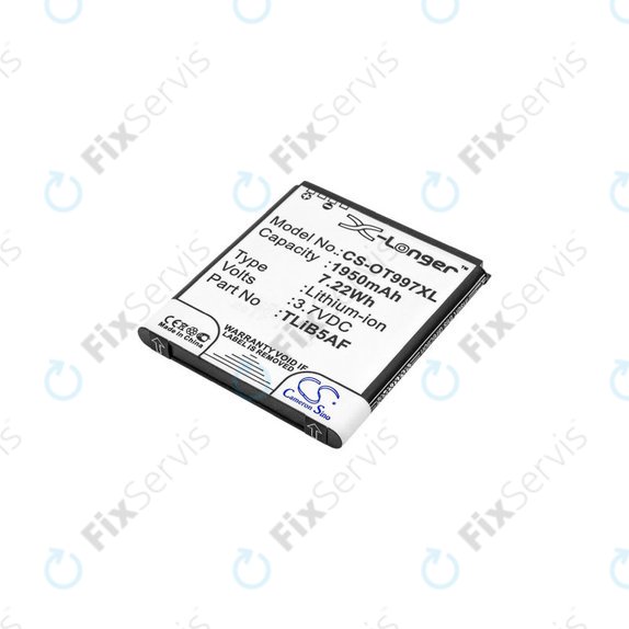 Batéria pre Alcatel One Touch 997, X Pop, TCL S710, S800, 1950mAh, Li-Ion, 3.7V, TLiB5AF, HQ