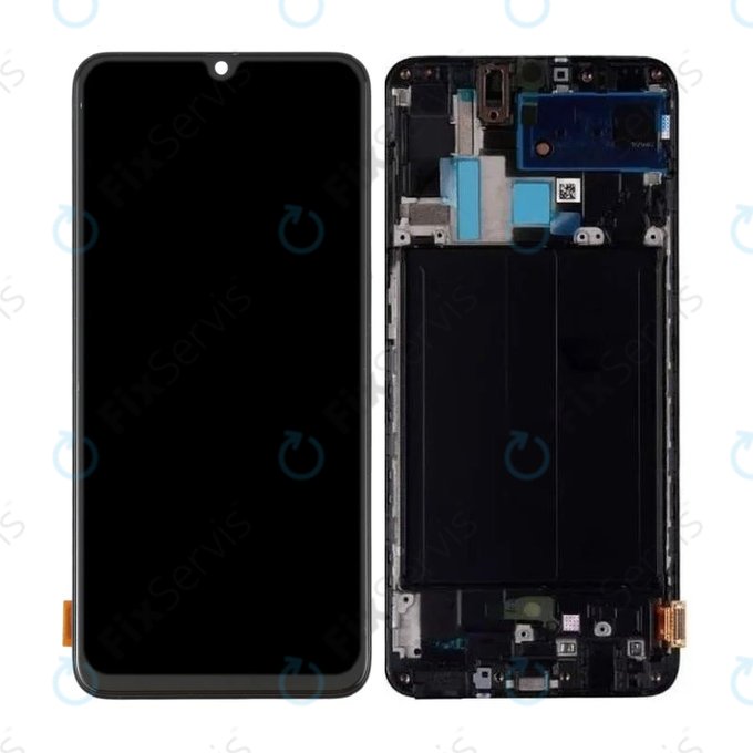 Samsung Galaxy A70 A705F - LCD Displej + Dotykové Sklo + Rám (Black) OLED