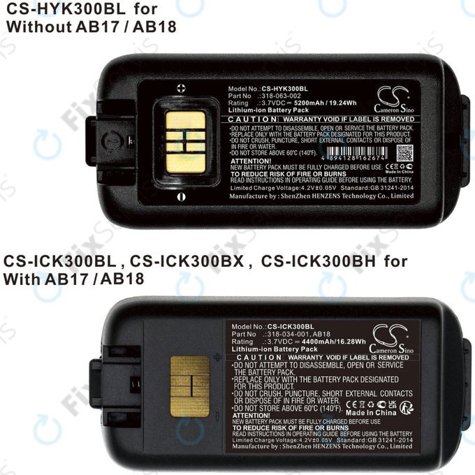 Batéria pre Intermec CK3, CK3A, CK3X, CK3R, CK3C, CK3C1, CK3N, 5200mAh, Li-Ion, 3.7V, 318-034-001, HQ