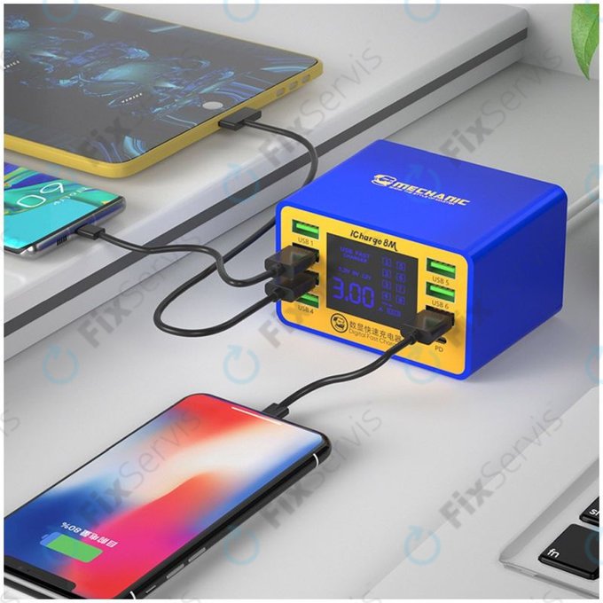 Mechanic iCharge 8M - USB Servisná Nabíjacia Stanica s USB-C a USB 3.0