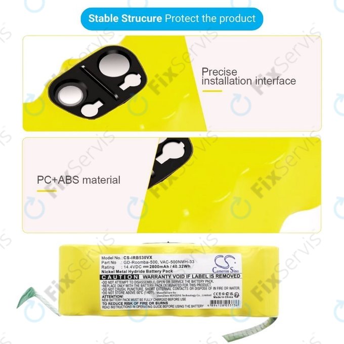 iRobot Roomba 500, 600, 700, 800, 900-series, R3, Scooba 450, Vileda 137173 - Batéria 11702, GD-Roomba-500, VAC-500NMH-33 Ni-MH 14.4V 2800mAh HQ