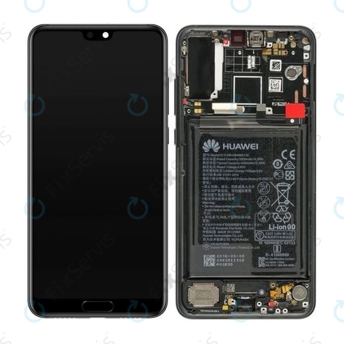 Huawei P20 Pro CLT-L29, CLT-L09 - LCD Displej + Dotykové Sklo + Rám + Batéria (Black) - 02351WQK Genuine Service Pack