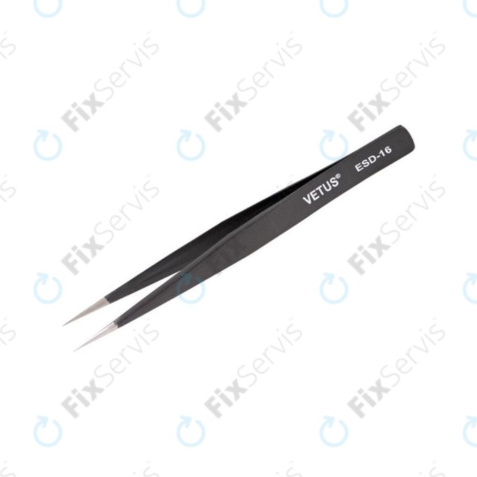 Vetus ESD-16 - Antistatická Kovová Pinzeta s Ostrou Špičkou (128mm)