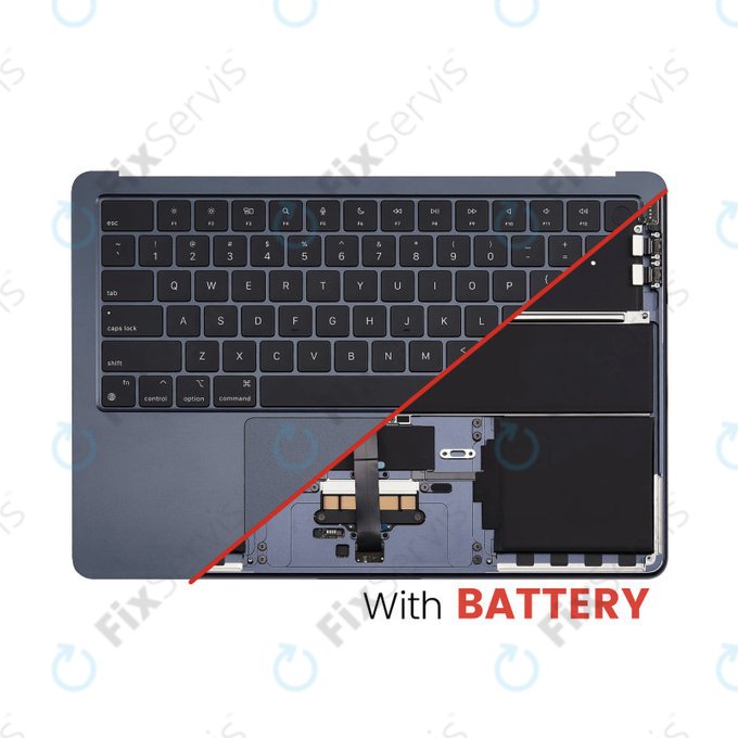 Horný rám klávesnice pre MacBook Air 13", A3113 (2024), s klávesnicou US a batériou, Midnight, 661-40230, Genuine Apple