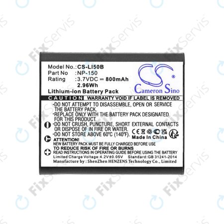 Batéria pre Olympus MJU, Casio Exilim, Kodak PIXPRO, 800mAh, Li-Ion, 3.7V, NP-150, HQ