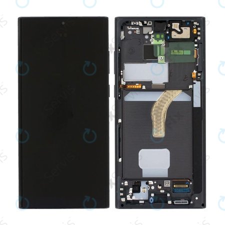 Samsung Galaxy S22 Ultra S908B - LCD Displej + Dotykové Sklo + Rám (Phantom Black) OLED