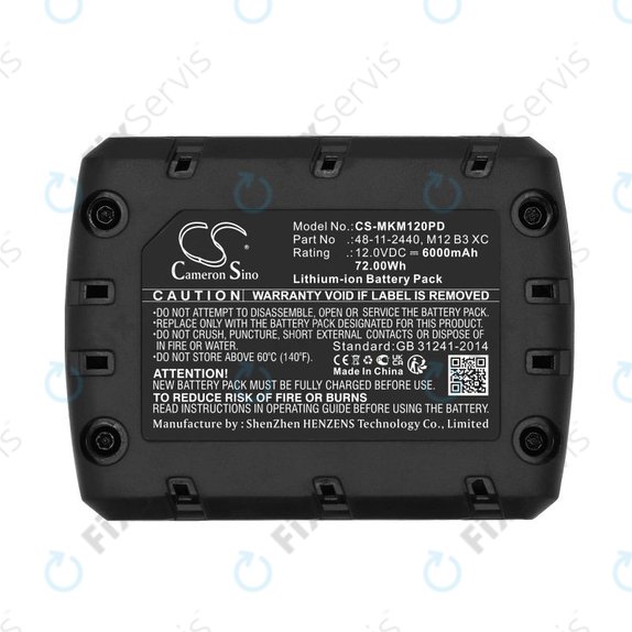 Batéria pre Milwaukee M12 Redlithium XC 4.0, 6000mAh, Li-Ion, 12V, M12 B3 XC, M12 B4 XC, HQ