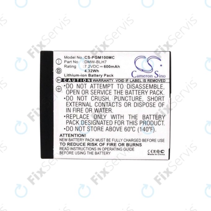 Batéria pre Panasonic Lumix DMC, 600mAh, Li-Ion, 7.2V, DMW-BLH7, HQ