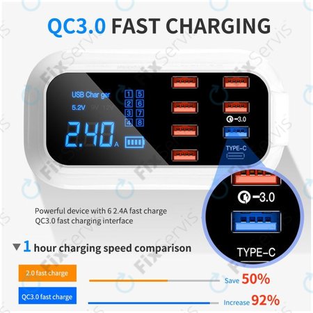 Asometech Model E - USB Servisná Nabíjacia Stanica s USB 3.0 a USB-C