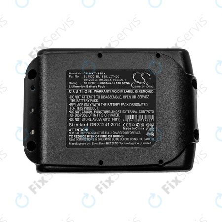 Makita 18V - Batéria BL1830, BL1835, LXT400,194205-3, 194204-5, 194309-1 Li-Ion 18.0V 6000mAh HQ