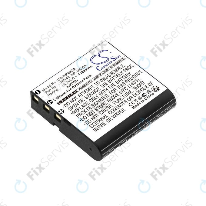 Batéria pre Casio Exilim Ex-FC100, 1100mAh, Li-Ion, 3.7V, NP-40, HQ