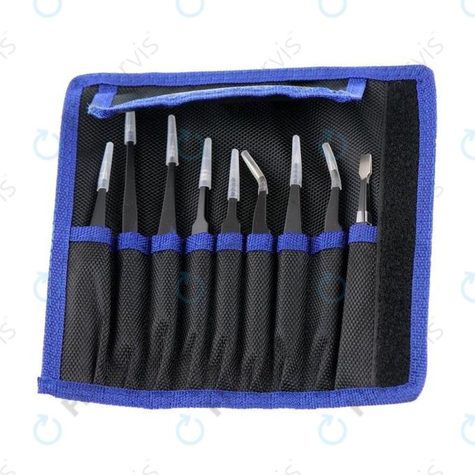 Sada ESD Antistatických Pinziet z Nerezovej Ocele 9v1