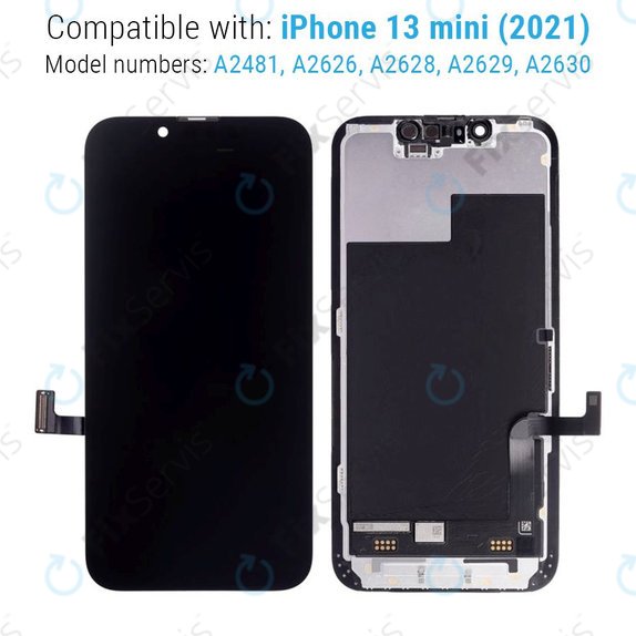 Displej Hard OLED pre iPhone 13 Mini, Dotykové sklo s rámom, FixPremium