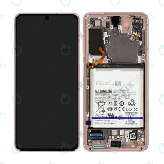 Samsung Galaxy S21 G991B - LCD Displej + Dotykové Sklo + Rám + Batéria (Phantom Violet) - GH82-24716B, GH82-24718B Genuine Service Pack