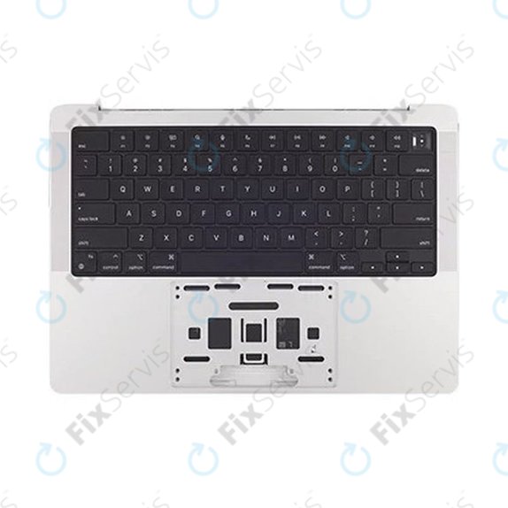 Horný rám klávesnice pre MacBook Pro 14", A2442 (Late 2021), A2779 (Early 2023), s klávesnicou US a batériou, Silver, 661-21973, Genuine Apple