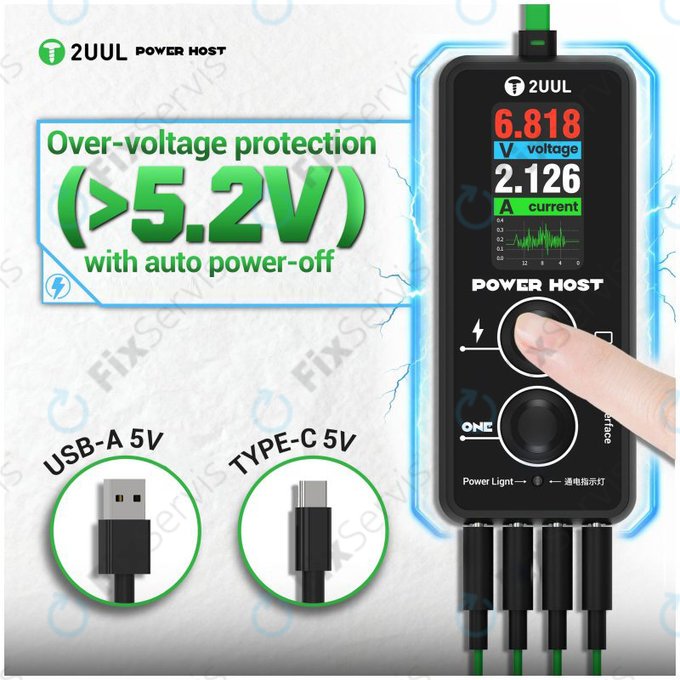 Digitálny USB-C tester napätia a prúdu (Power Host), 2UUL PW15