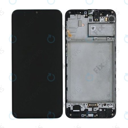 Samsung Galaxy M21 M215F - LCD Displej + Dotykové Sklo + Rám (Black) - GH82-22509A, GH82-22836A, GH82-21266A, GH82-21265A Genuine Service Pack