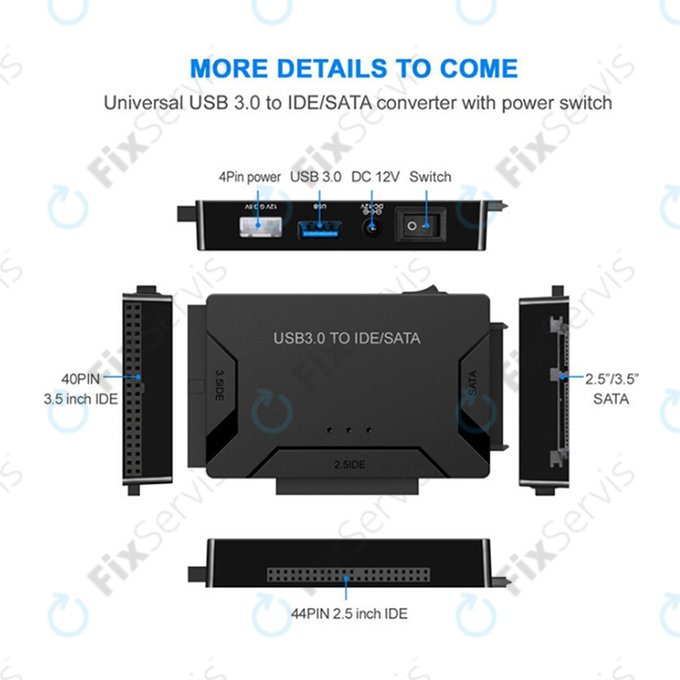 USB 3.0 na SATA / IDE adaptér pre 2,5" a 3,5" HDD/SSD a optické mechaniky