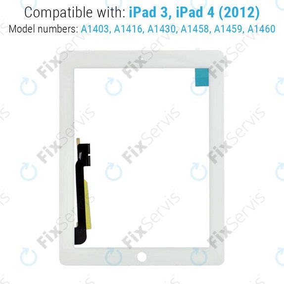 Dotykové sklo pre iPad 3, iPad 4, White