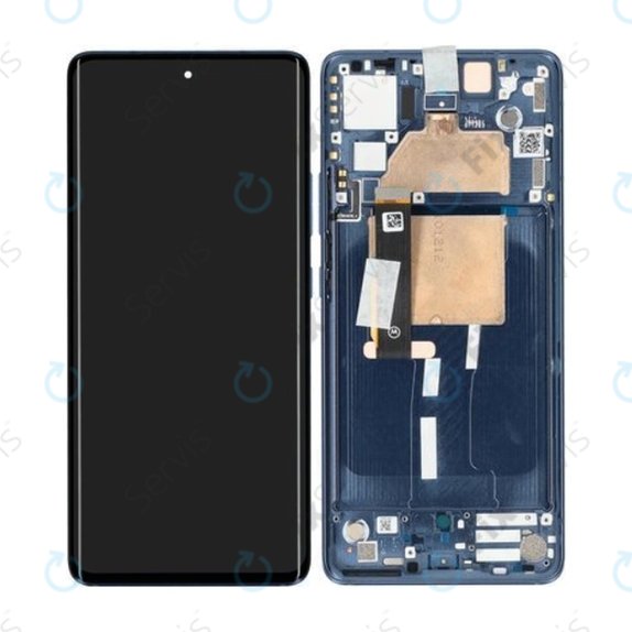Motorola Edge 30 Fusion - LCD Displej + Dotykové Sklo + Rám (Neptune Blue) - 5D68C21190 Genuine Service Pack
