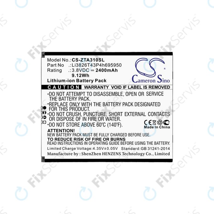 Batéria pre ZTE Blade A3, A5, Optus X Power 2, 2400mAh, Li-Ion, 3.8V, Li3826T43P4h695950, HQ
