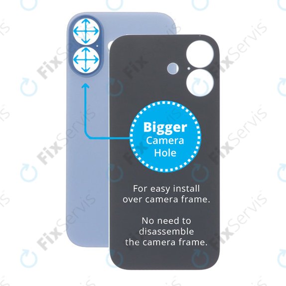 Apple iPhone 17 - Sklo Zadného Housingu so Zväčšeným Otvorom na Kameru (Mist Blue)