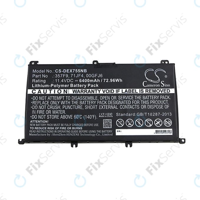 Batéria pre Dell Inspirion 15, 6400mAh, Li-Pol, 11.4V, 357F9, HQ