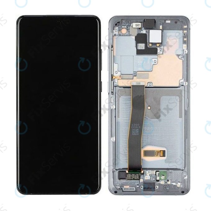 Samsung Galaxy S20 Ultra G988F - LCD Displej + Dotykové Sklo + Rám + Predná Kamera (Cosmic Gray) - GH82-22271B, GH82-22327B Genuine Service Pack