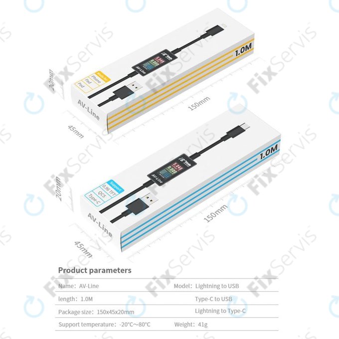 AV-Line - Smart Detekčný Nabíjací Kábel (Lightning - USB-A)