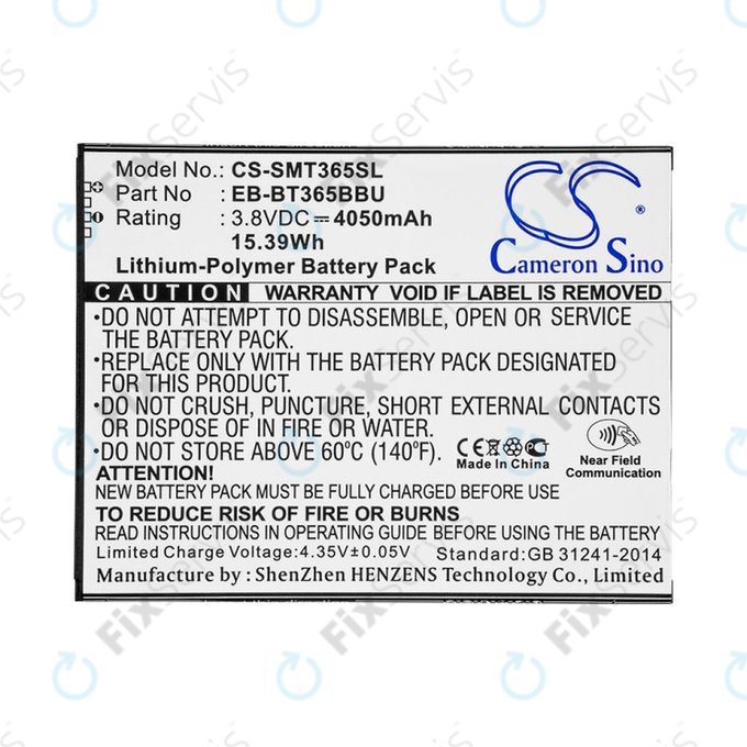 Batéria pre Samsung Galaxy Tab Active 2 8.0, 4050mAh, Li-Pol, 3.8V, EB-BT365BBU, HQ