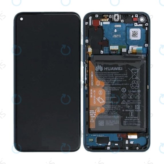 Huawei Honor 20 Pro - LCD Displej + Dotykové Sklo + Rám + Batéria (Phantom Blue) - 02352VKL Genuine Service Pack