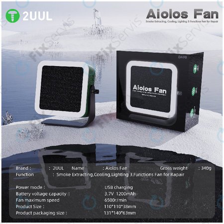 Odsávač dymu a ventilátor s LED osvetlením, 2UUL DA98