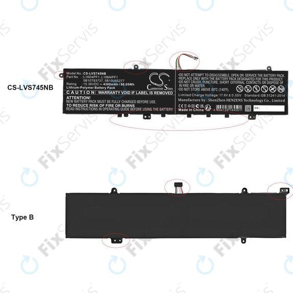 Batéria pre Lenovo Yoga, 4300mAh, Li-Pol, 15.36V, L18D4PF1, HQ