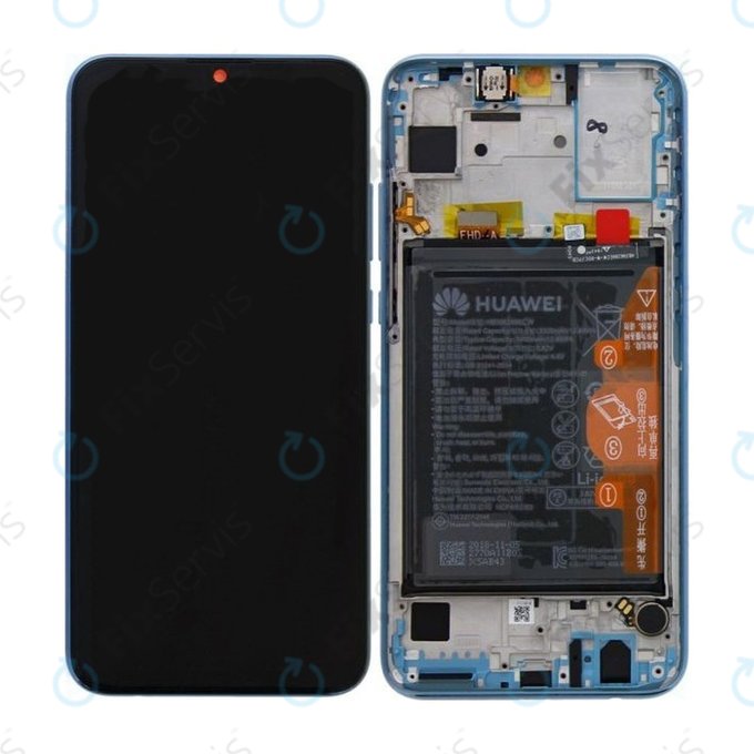 Huawei Honor 10 Lite - LCD Displej + Dotykové Sklo + Rám + Batéria (Sky Blue) - 02352HGU Genuine Service Pack