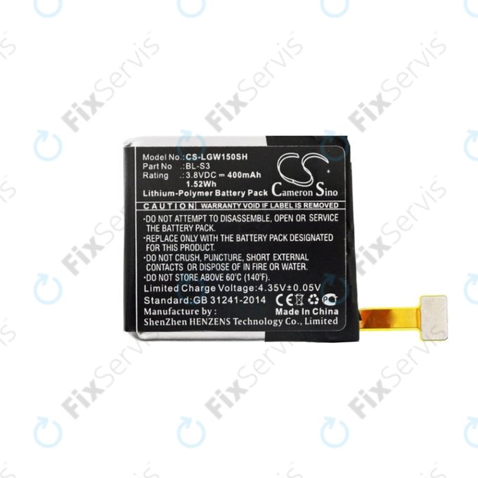 Batéria pre LG W150, LG Watch Urbane, 400mAh, Li-Pol, 3.8V, BL-S3, HQ