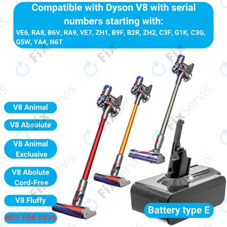 Dyson V8 - Batéria 215681, PM8-US-HFB1497A Li-Ion 21.6V 4000mAh HQ