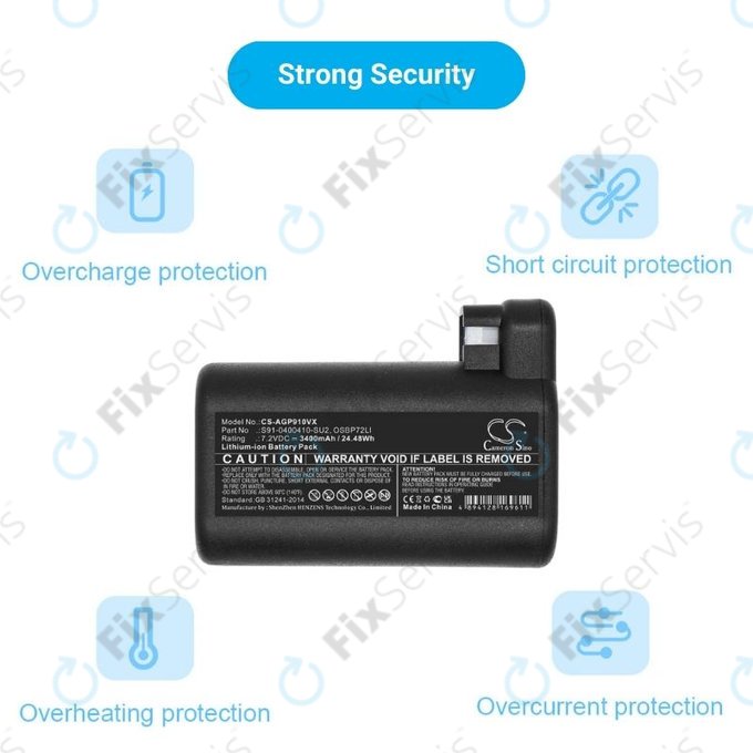 AEG RX-series, Electrolux E, P-series - Batéria S91-0400410-SU2, OSBP72LI, OSBP72LI25 Li-Ion 7.2V 3400mAh HQ