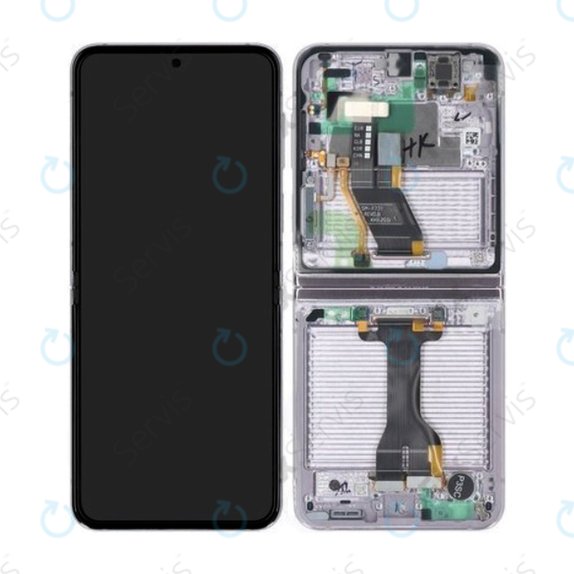 Samsung Galaxy Z Flip 5 F731B - LCD Displej + Dotykové Sklo + Rám (Lavender) GH82-31828C, GH82-31827C Genuine Service Pack