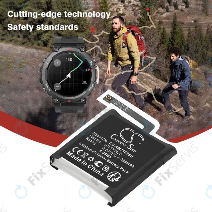 Batéria pre Amazfit T-Rex 2, A2169, A2170, 500mAh, Li-Pol, 3.87V, PL572428, HQ