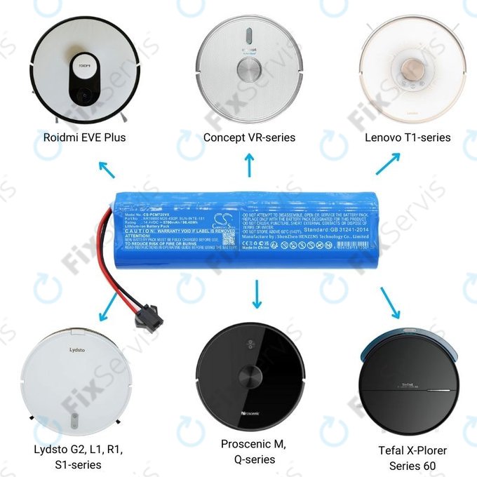 Xiaomi Roidmi EVE Plus, Viomi, Lydsto, Proscenic, Tefal - Batéria NR18650 M26-4S2P, SUN-INTE-181, H18650CH-4S2P Li-Ion 14.4V 6700mAh HQ