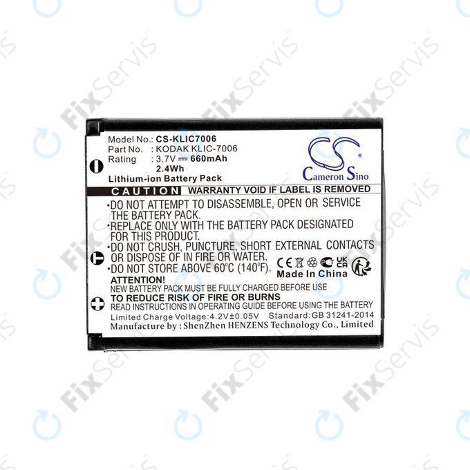 Batéria pre Kodak EasyShare, 660mAh, Li-Ion, 3.7V, LB-012, KLIC-7006, HQ