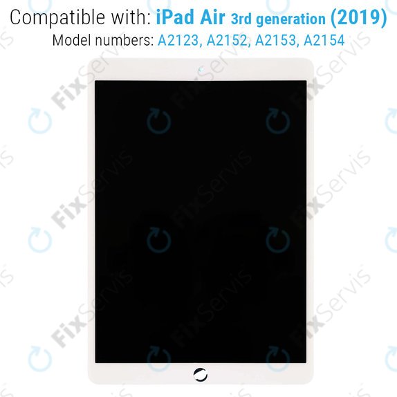 LCD Displej pre iPad Air (3rd Gen 2019), White, Dotykové sklo bez rámu, Refurbished