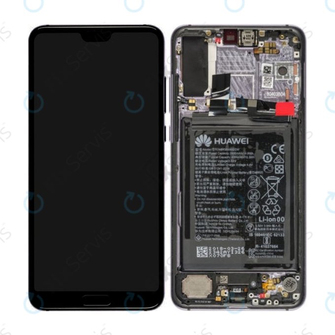 Huawei P20 Pro CLT-L29, CLT-L09 - LCD Displej + Dotykové Sklo + Rám + Batéria (Twilight) - 02351WTU Genuine Service Pack