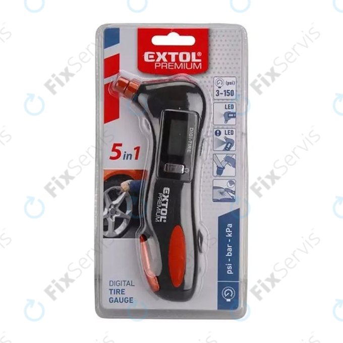 Extol Premium 8863050 Emergency - Merač Tlaku v Pneumatikách 5v1