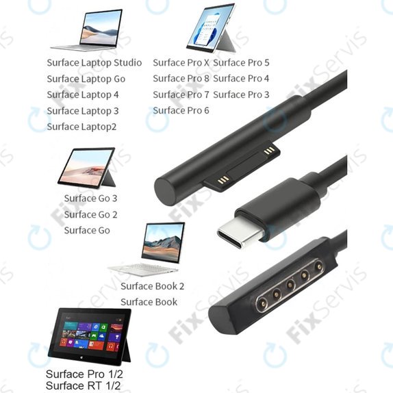 BY-006S - Multifunkčný Napájací Kábel pre Microsoft Surface Book, Go, Laptop, Pro, RT
