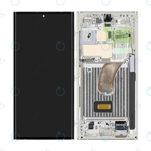 Samsung Galaxy S23 Ultra S918B - LCD Displej + Dotykové Sklo + Rám (Cream) - GH82-30466B, GH82-30465B Genuine Service Pack