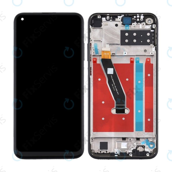 Huawei P40 Lite E - LCD Displej + Dotykové Sklo + Rám (Midnight Black) TFT