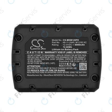 Batéria pre Milwaukee M12 Redlithium XC 4.0, 6000mAh, Li-Ion, 12V, M12 B3 XC, M12 B4 XC, HQ