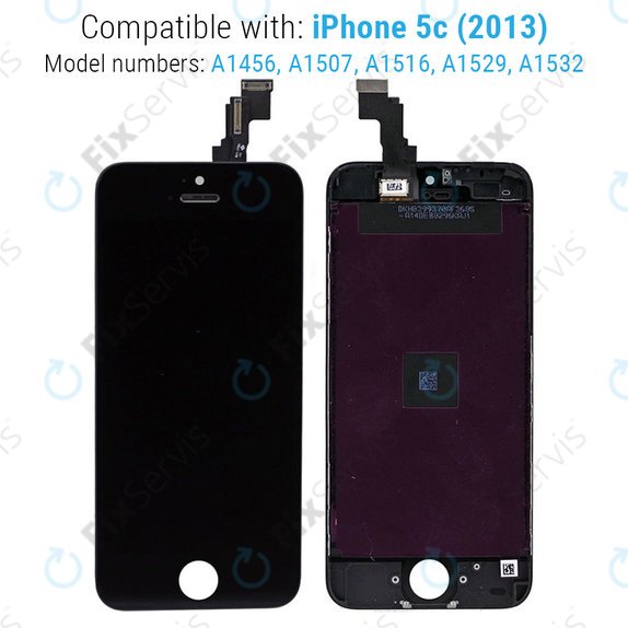 Displej pre iPhone 5C, Black, Dotykové sklo s rámom
