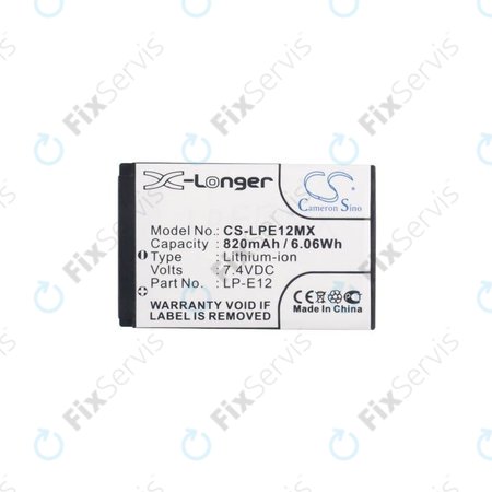 Canon EOS 100D, M, M2, M10, M50, M100, Kiss X7, SL1, PowerShot SX70 HS, Rebel SL1 - Batéria LP-E12 Li-Ion 820mAh HQ